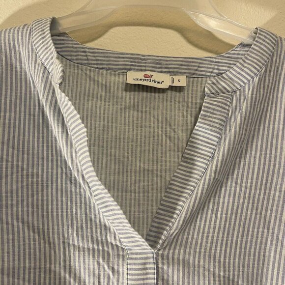 Vineyard Vines Easy Stripe Savannah Popover Tunic Top Long Sleeves Womens Blue S - Picture 7 of 11